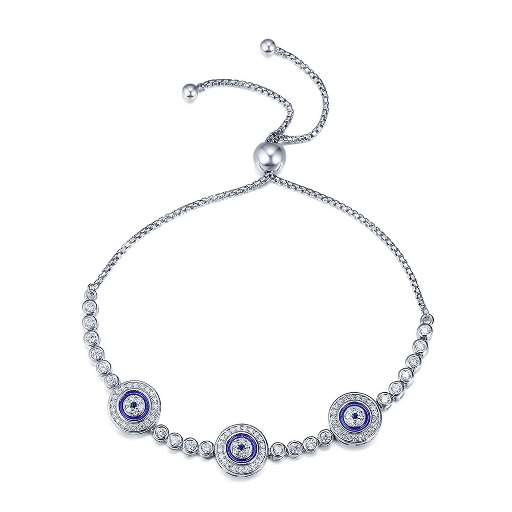 Pulseira 925 пробы Серебряный голубой глаз Lucky power Хамса рука и вера крест звено цепи Теннисный браслет Femme для женщин ювелирные изделия - Цвет камня: GXB002
