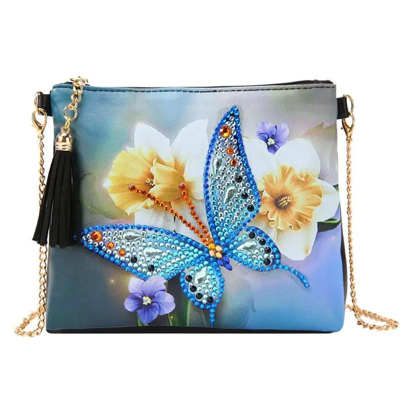 DIY бабочка Специальная форма алмазная картина сумка через плечо женская кожаная цепь сумки-мессенджеры Рождественский подарок для девушки - Цвет: C