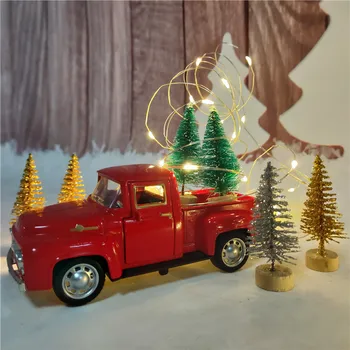 

New Year Decorations Red Metal Vintage Truck Christmas Gift Handcrafted Kid Christmas Tree Ornaments Home Decoration Navidad