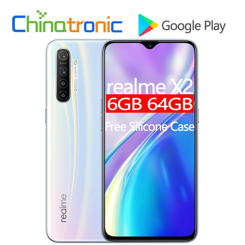 Мобильный телефон realme X2 X 2 6 ГБ 64 Гб 4G FDD LTE 6," FHD+ Snapdragon 730G Восьмиядерный 64 мп VOOC 30 Вт быстрое зарядное устройство NFC