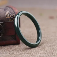 Сертификат высокого качества натуральный глубокий зеленый нефрит камень узкая сторона браслет красивый женский Ювелирное Украшение из нефрита