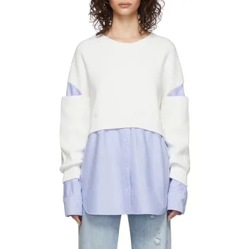 

2020 Spring And Summer Shirt Joint Knit Mock women loose fake Two-Piece sweater Two-colors