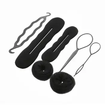 

Girls DIY Hair Styling Accessories Kit Magic Donut Bun Maker Pads U Hairpins Metal Headband Twist Braiding Tools Set