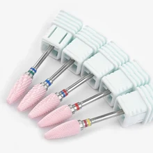 1pcs Ceramic Corundum Metal Grinding Wheel Shank Cylinder Cone T Shape Pink Chrome Corundum Grinding Head Nail Polish Head