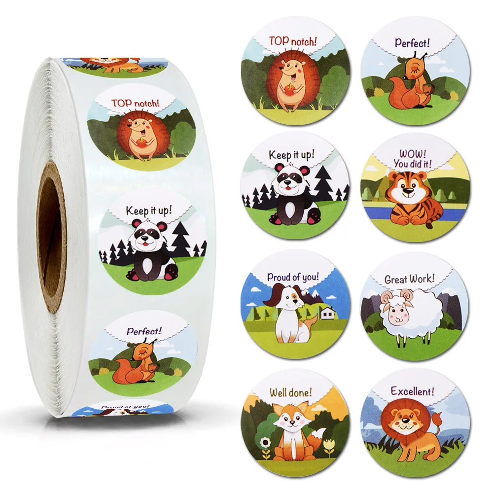 500 pcs/roll Animals Tiger Stickers for kids toys sticker school reOFCA 