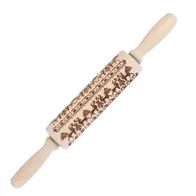 Rolling Pins for Baking Christmas Patterned Rolling Pin Beautiful Wooden Rolling Pin Elk Wood Kitchen Gingerbread DIY Cookies