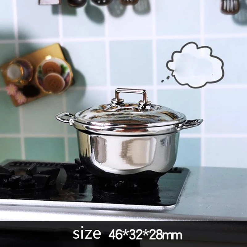 Hot Pot 1:12 Dollhouse Miniature Metal Cooking Soup Pot Cookware Dollhouse Kitchen Accessories Miniature 34