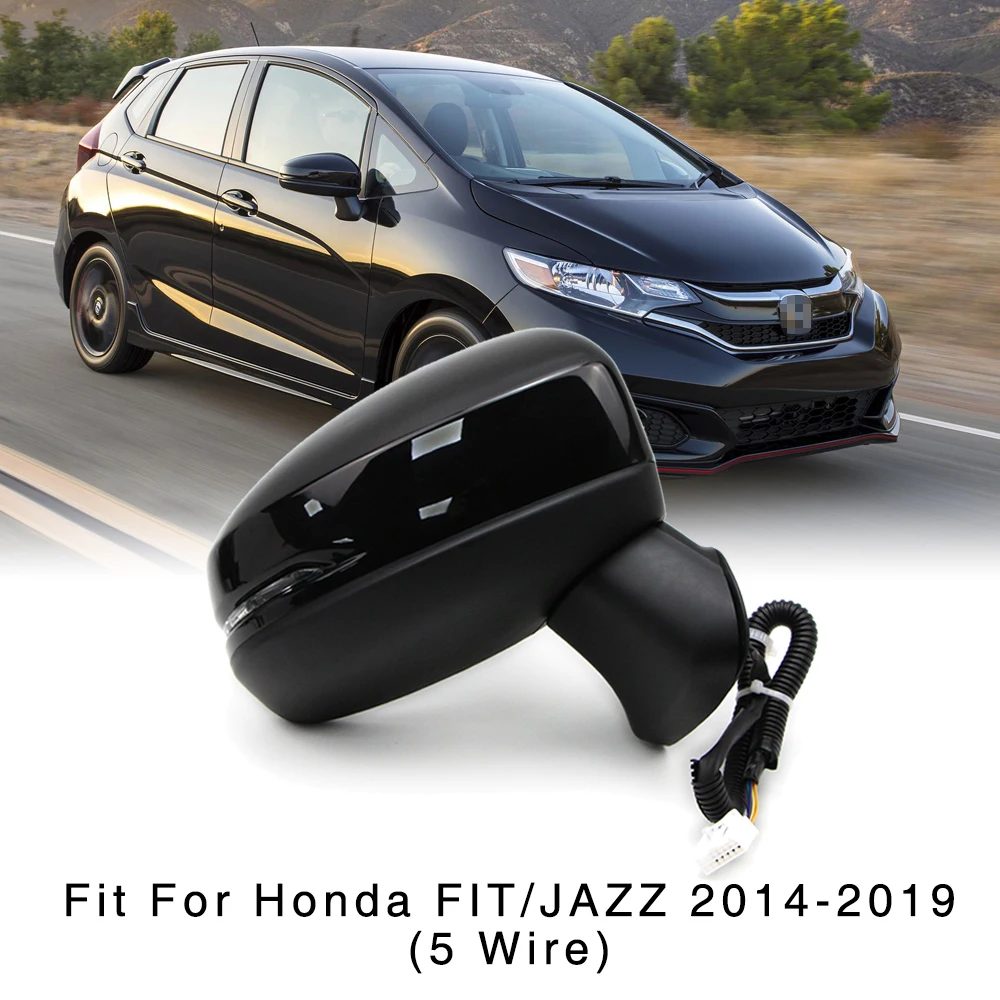 5 Провода заднего вида боковое зеркало для Honda Fit Jazz GK5 Электрическая регулировка с поворотным сигналом светильник - Цвет: Right