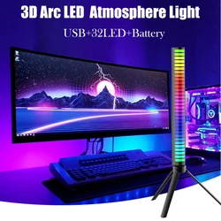 Lampe LED 3D Arc Rechargeable avec USB, éclairage d'ambiance, rétro éclairage rvb, batterie Rechargeable, pour vacances, salon, salle de jeux, Table, armoire d'ordinateur 