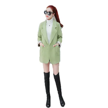 

Fashion woolen coat women apricot pink lapel plus thick warmth top jacket 19 winter new korean plus size loose blends coat JD712