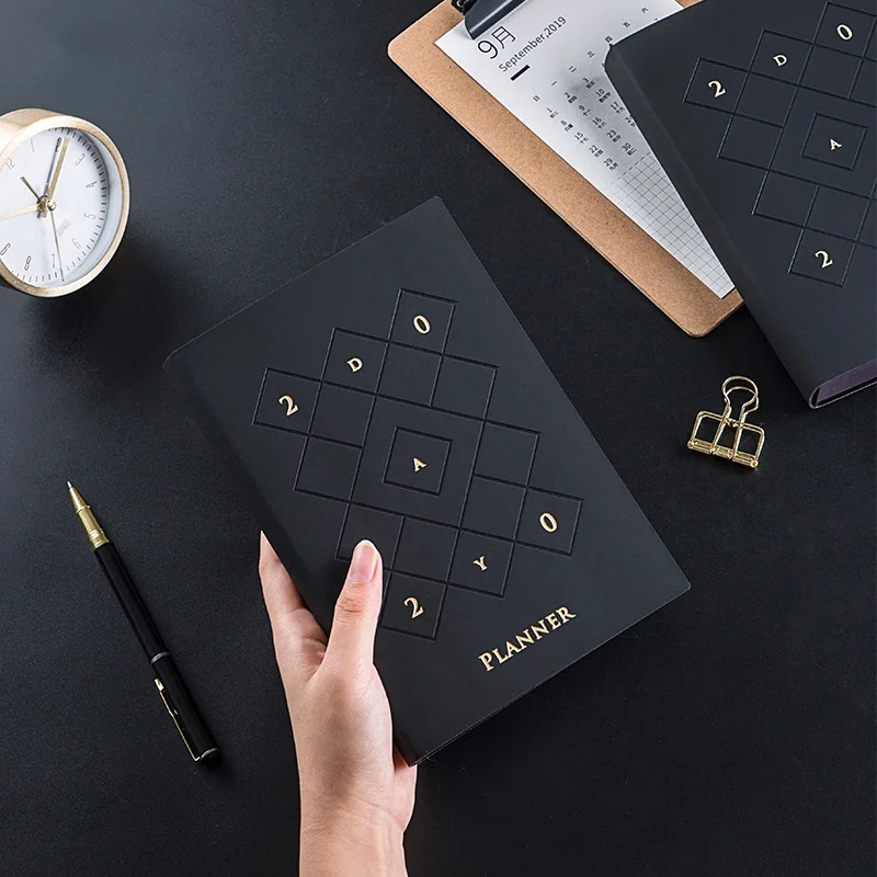 

Agenda 2019 2020 A5 Business Notebook Daily Organizer Planner Weekly School Office Journal Black Manual Trip Notepad Gift Notes
