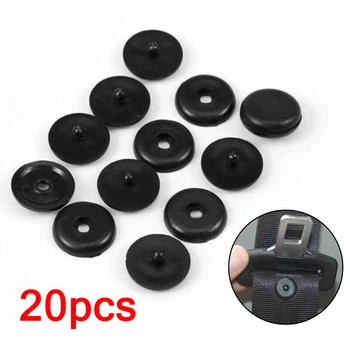 

20 Pairs Black Seat Belt Button Buckle Stop - Universal Fit Stopper Kit High Quality Plastic Button Clip
