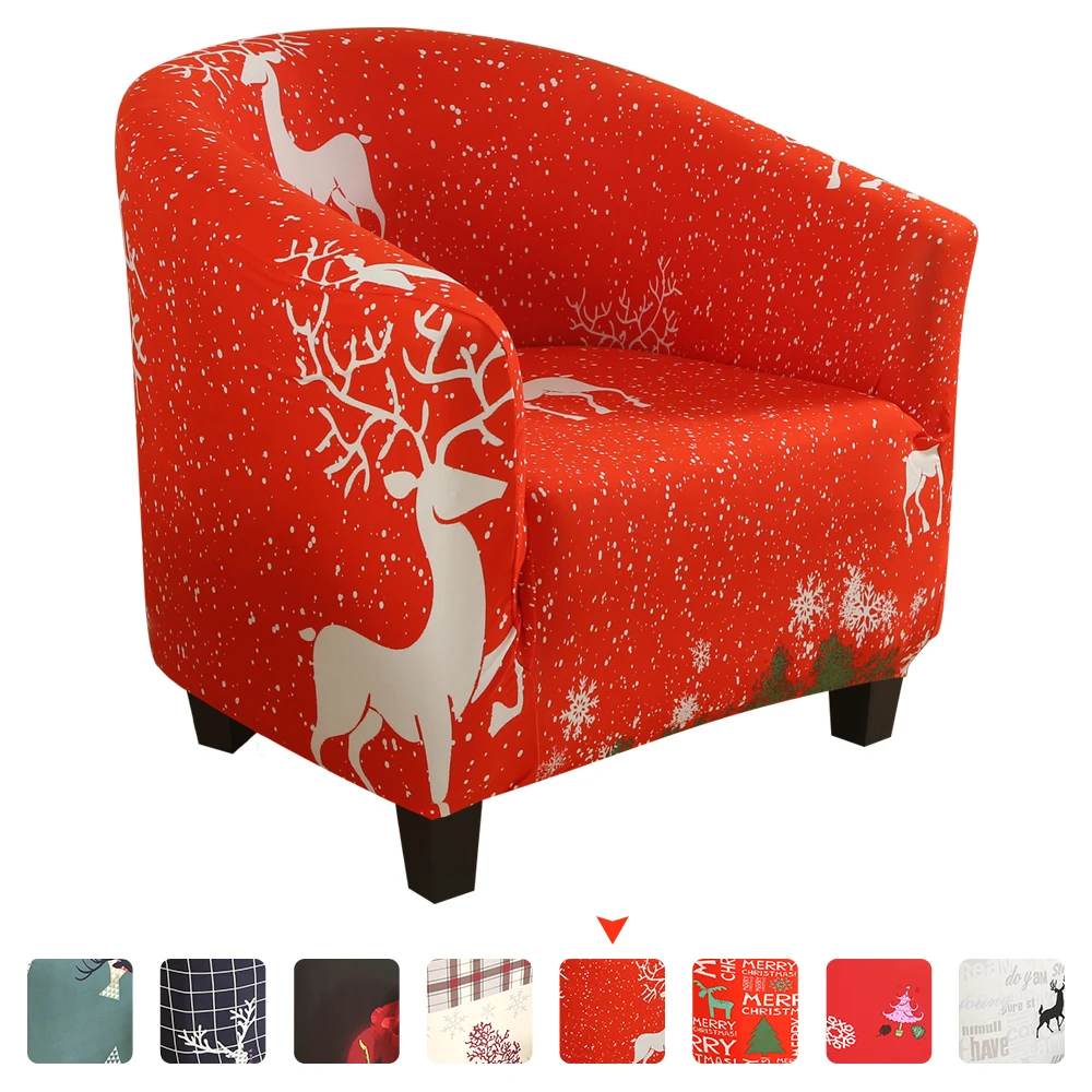 

Christmas Coffee Tub Sofa Cover Elastic Armchair Seat Cover Protector Furniture Slipcover Room Bathtub Chair Covers