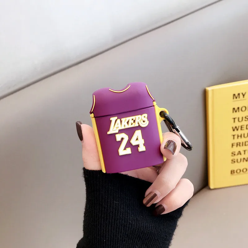 3D черные чехлы для наушников Mamba Lakers 24 Jersey Kobe Bryant Celtics 34 Paul Pierce для Apple Airpods 1/2 силиконовый чехол для наушников - Цвет: purple