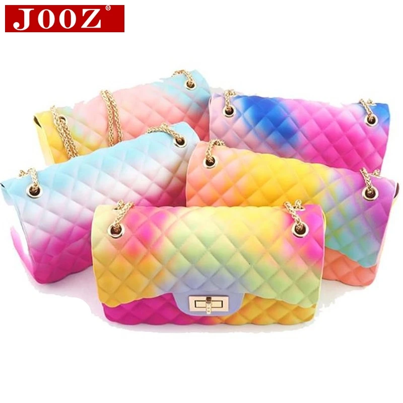 

JOOZ Classic luxury brand designer handbag women fashion gradient color shoulder bag ladies jelly PVC Messenger bag Sac A Main