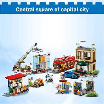 

Capital City Central Square bus for GSBAN car People Hotel Convenience store house model building blocks children toys gift