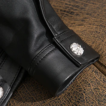 

Casual Men's Leather Jacket Sheepskin Coat Genuine Leather Jacket Men Vintage Motorcycle Veste Cuir Homme 1905 KJ2450