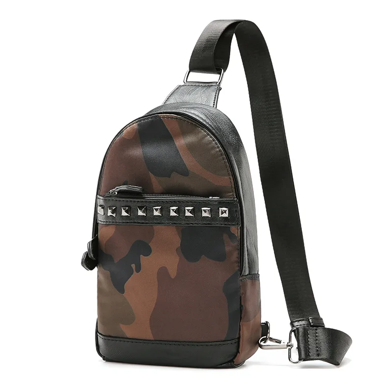South version chest bag new leather street chest bag after tide camouflage leopard print chest bag fashion men