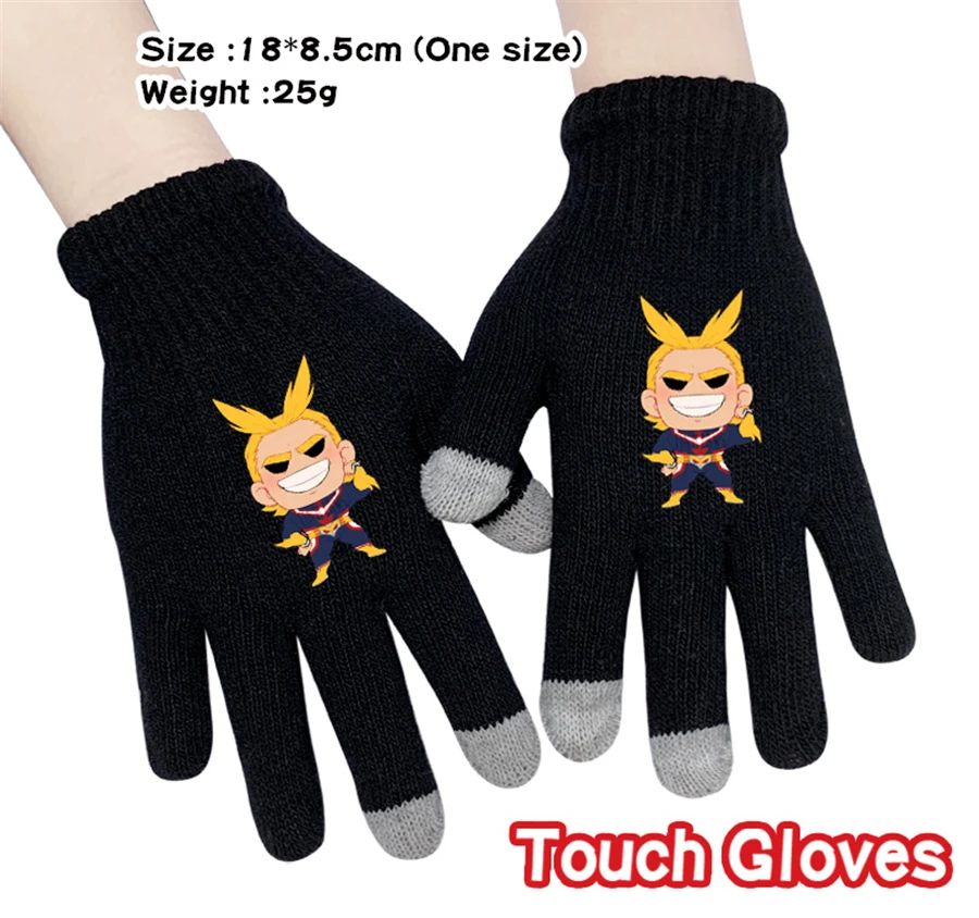 Аниме Мой герой Academy перчатки с сенсорным экраном зимние теплые для мальчиков и девочек емкостные трикотажные Полный палец Косплей рукавицы мультфильмы подарок - Цвет: Y