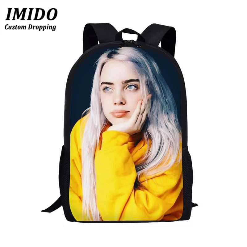 Имидо Billie Eilish 3 шт./компл. Рюкзак Back To School детская книга мешок для маленькой девочки распылитель ранцевого типа для подростков Mochila Escolar - Цвет: 6999C