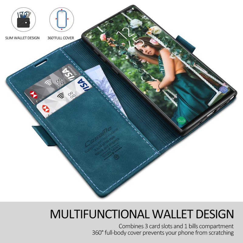 Роскошный кожаный чехол-кошелек для samsung Galaxy S10 Note10 plus S10e, чехол для ПК, чехол для samsung A20e A40 A50 A70 Capa, чехол для телефона - Цвет: Синий