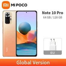 Global Version Xiaomi Redmi Note 10 Pro 6GB 64GB / 128GB 108MP Camera Mobile Phone Snapdragon 732G Octa Core NFC 120Hz AMOLED