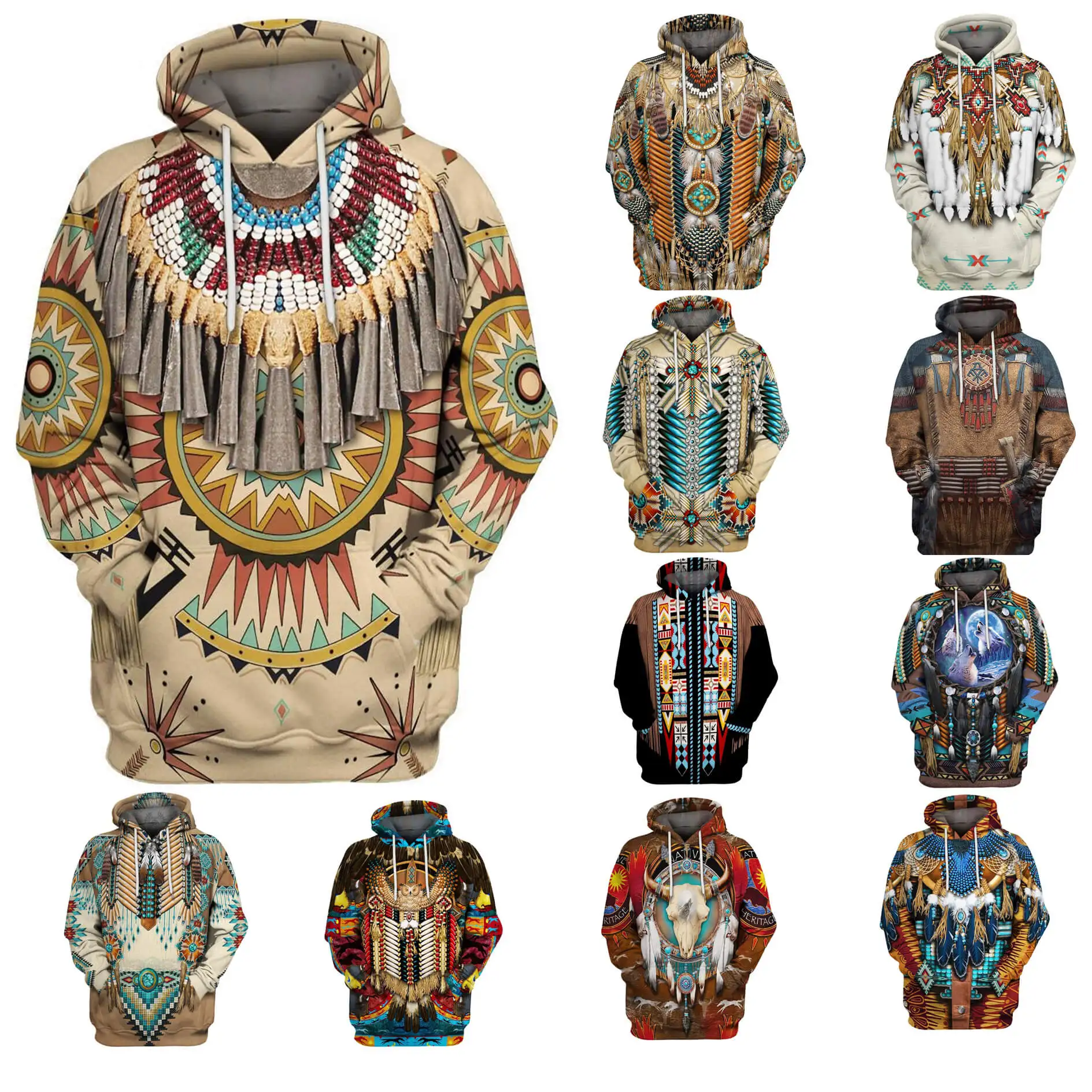 3D Printed Indian Men's Fashion Sweatshirt Men Tide Jacquard Hoodies Streetwear Women Tops Hip Hop Coat | Мужская одежда