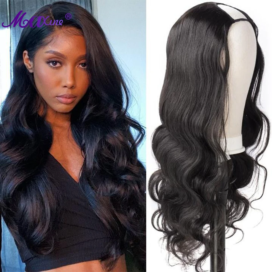 U Part Wig Human Hair Wigs For Black Women Body Wave Wigs Half Wig Glueless Full  Head U Part Hair Extension Clip In Human Hair - Full Machine Wigs -  AliExpress