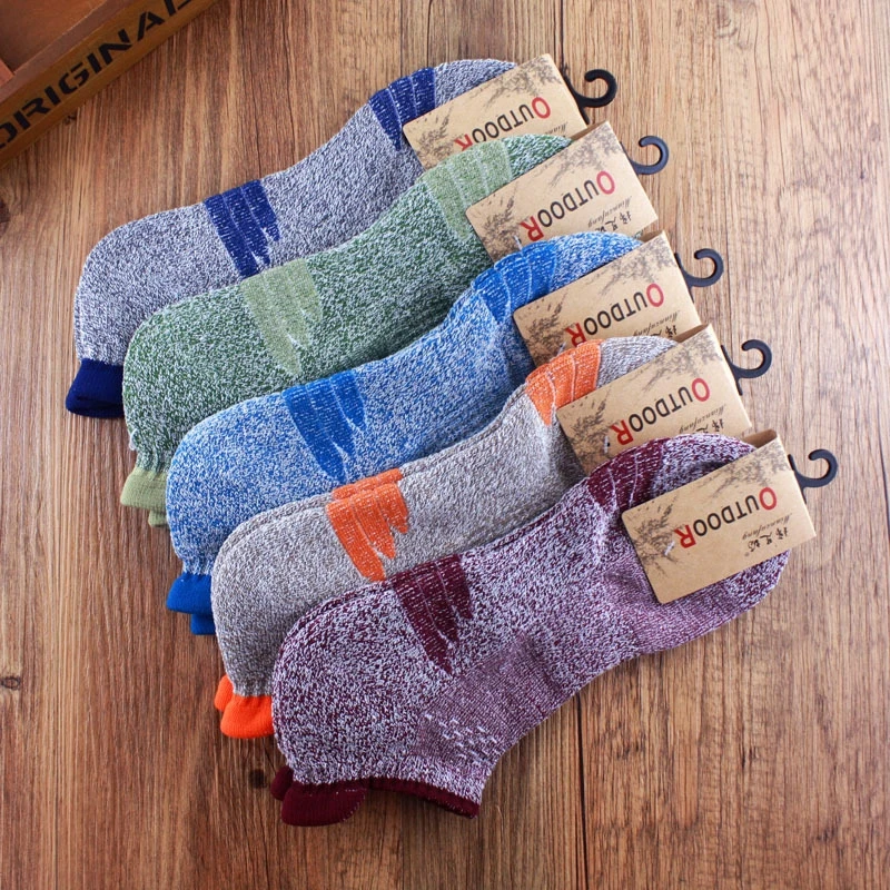 High Quality Men's Thick Towels Sport short Socks Cotton Men's Outdoor Cycling Hiking  Breathable Boat Socks Size 39-44