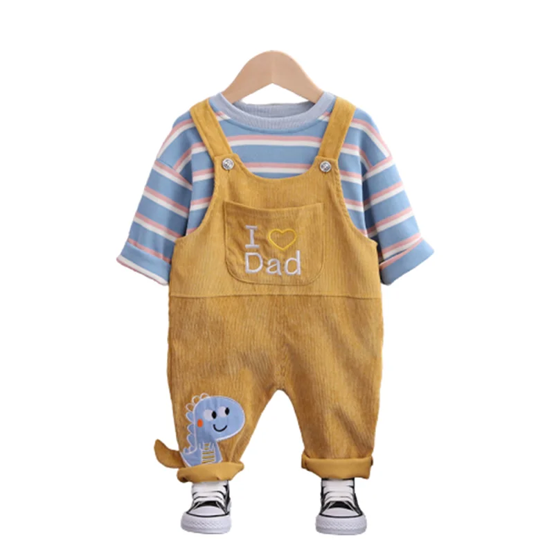

Children Spring Autumn Cartoon Clothes Baby Boys Girl Striped T Shirt Bib Pants 2Pcs/sets Kids Fashion Clothing Infant Tracksuit