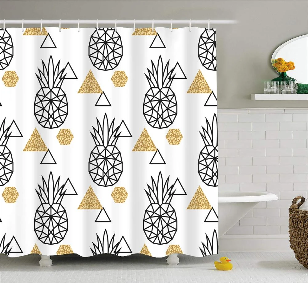 1 Piece Pineapple Polyester Bath Curtains Tropical Fruit Bathroom Decor Screen Waterproof Shower Curtain Custom Dropshipping Shower Curtains Aliexpress