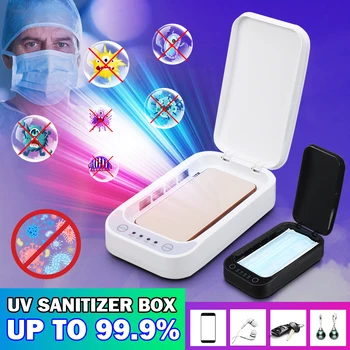 

UV Disinfection Box Sanitizer Charger Prevent Flu For iPhone/Samsung Mobile Phone Headphones Mask Sterilizer Kill 99.9% Viruses