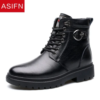 

ASIFN Men Military Boots Winter Military Fur Cotton Leather Safety Shoes Male Men's Snow Work Warm Plus Velvet Fashion Tooling