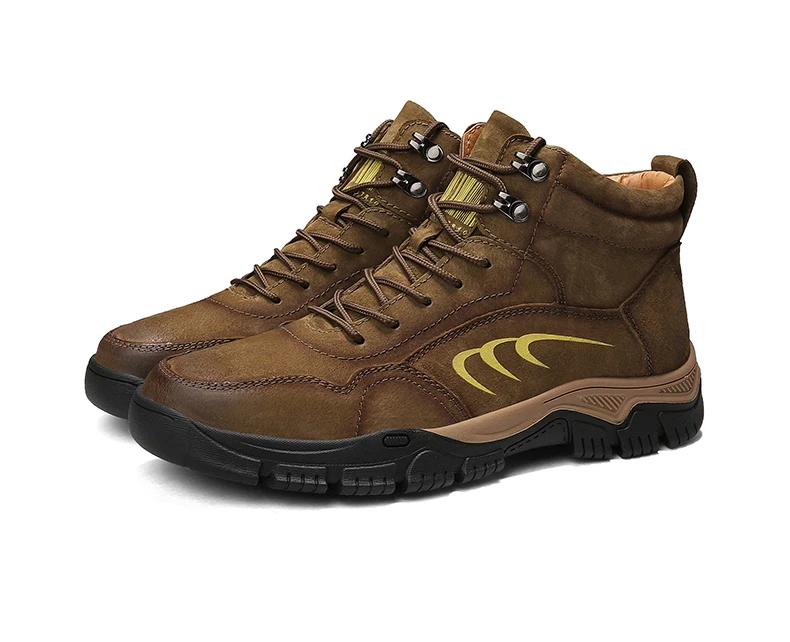 Leather Men Outdoor Hiking Boots Autumn Winter Mens Mountaineering Boots With Fur Trekking Hunting Sneaekrs Mens Trails Shoes