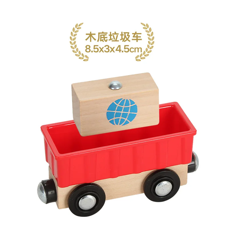 Magnetic Wood Truck Car Train Rail Model Toy Engineering Truck Bus 17