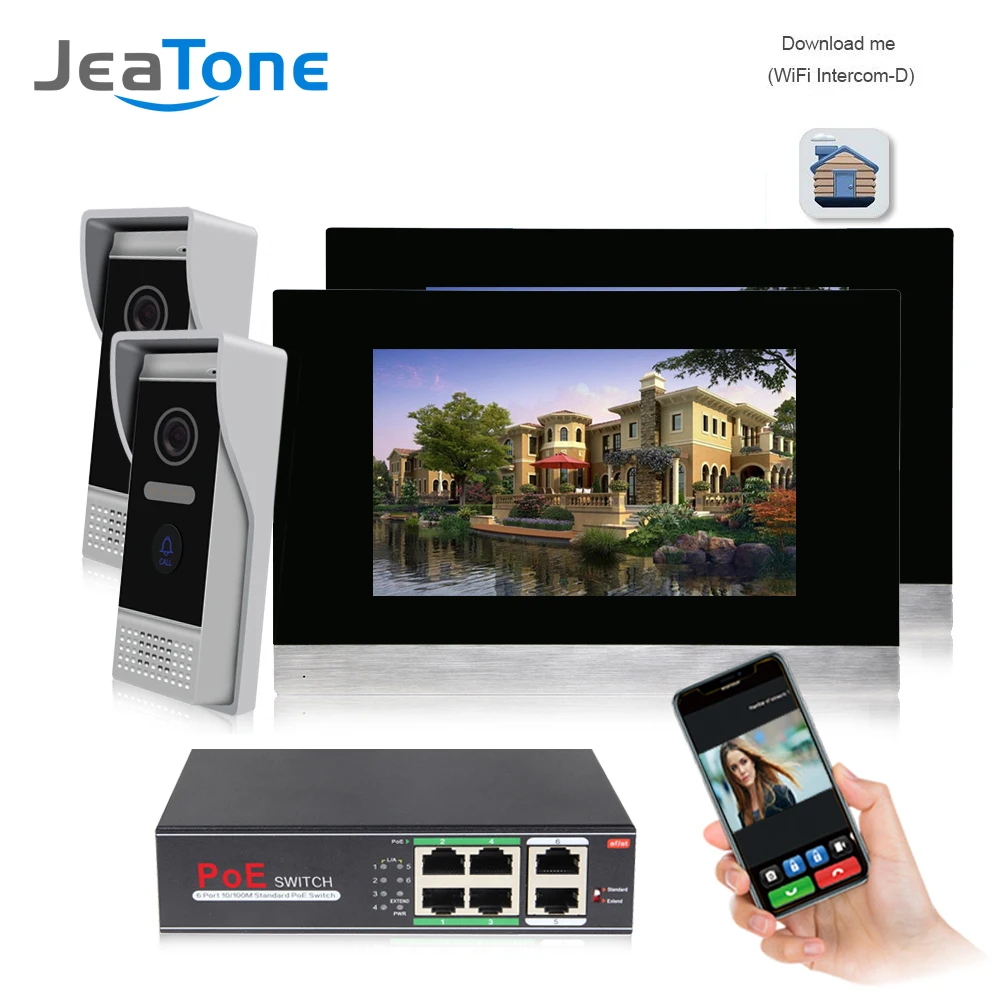 buy 7 #039; #039; Touch Screen Wireless WIFI IP Video Door Phone Intercom Video Doorbell Villa Access Control System Motion Detection 2 to 2