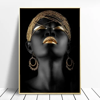 

Modern Art Canvas Painting African Black Woman Posters and Prints Scandinavian Cuadros Wall Art Pictures for Room Decoration