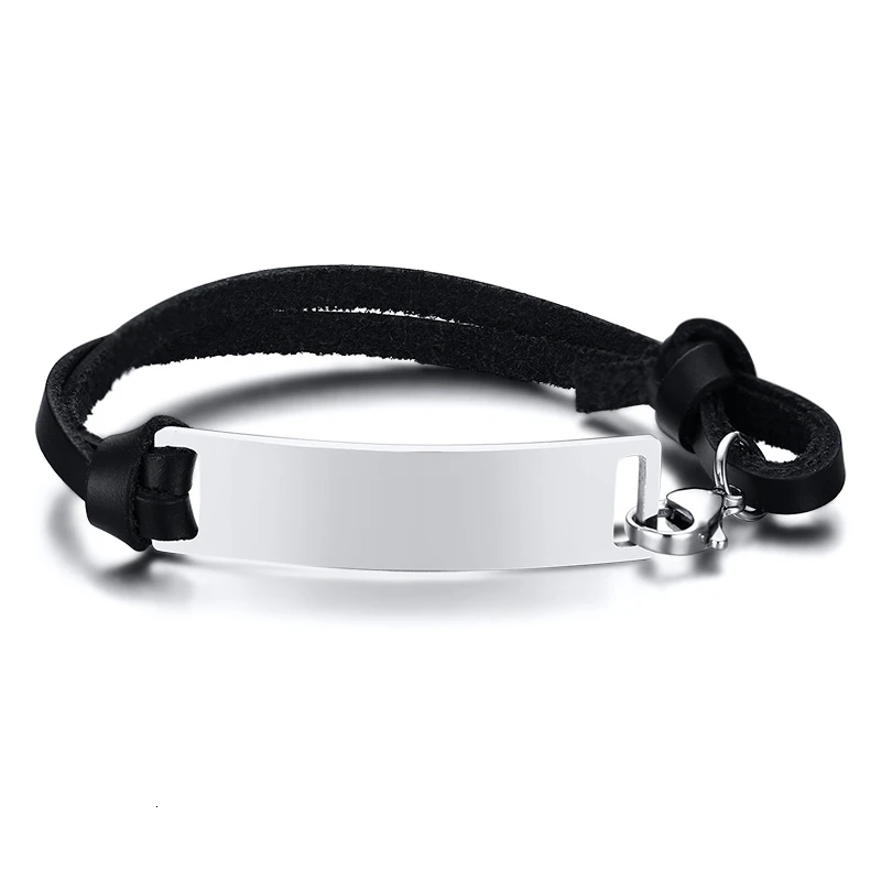 blank bracelet Нержавеющая сталь Мужской Braceelt кожаный браслет персонализированные для моего мужчины подарки для папы - Окраска металла: blank bracelet