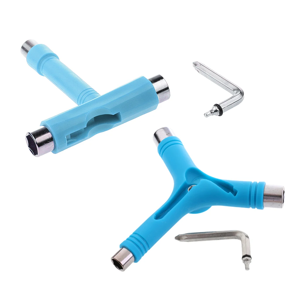 Portable Skateboard T-tool and Y-tool All in One Screwdriver Socket Multi Function Skate Tool Blue