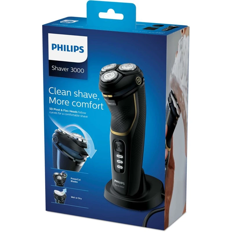 Электробритва PHILIPS Series 3000 S3333/54 черный и золотистый|Электробритвы| |