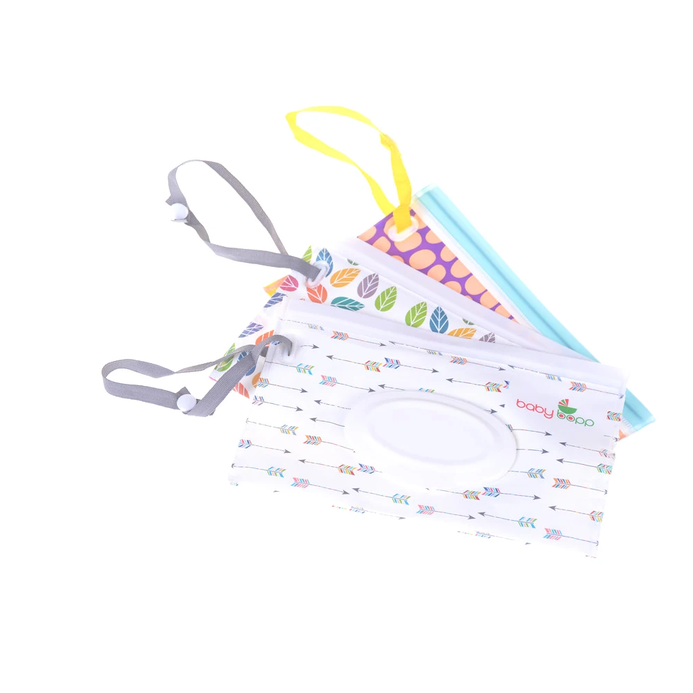 Clutch and Clean Wipes Carrying Case Eco-friendly Wet Wipes Bag Clamshell Cosmetic Pouch Easy-carry Snap-strap Wipes Container