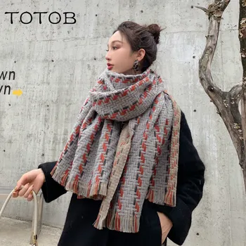 

Color grid scarf female autumn and winter Korean wild net red ins shawl dual-use spring and autumn student warm scarf
