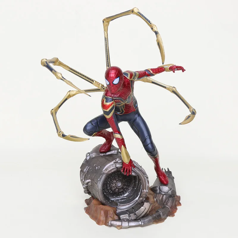 22-27 см игрушки Marvel Мстители Фигурка Человека-паука Железный человек танос Марк MK47 Дэдпул Дэнверс статуя ко железная студия фигурки