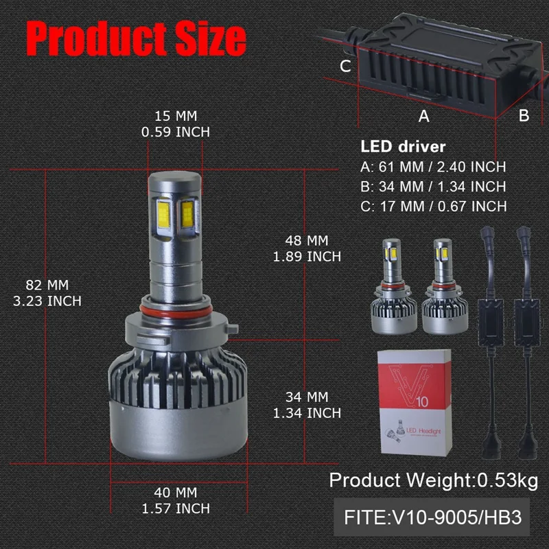 Новинка V10 9005 Автомобильные светодиодные фары 9600Lm 120 Вт 12 В Противотуманные фары общие Автомобильные светодиодные фонари бесшумные вентиляторы Автомобильные светодиодные лампы