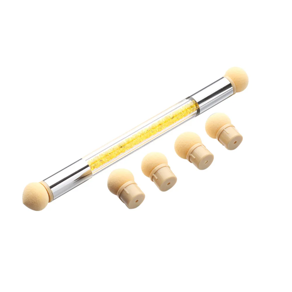 1 шт., блестящая пудра, набор, градиентная ручка, кисть для маникюра, инструмент для дизайна ногтей, двойная губка для маникюра, инструменты G730