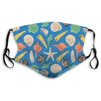 

Cartoon Sea Shells Starfish Washable Reusable Mask, Anti Dust Half Face Mouth Mask For Kids Teens Men Women With Adjustable Ear