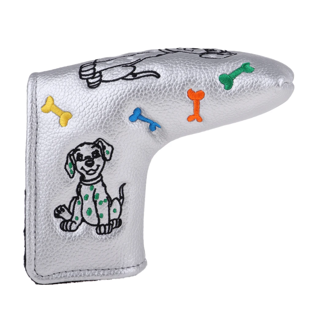 Водонепроницаемый ПУ кожаный чехол для клюшки для гольфа, защитная крышка для головы, 3D вышитая крышка для головы, Сменные аксессуары - Цвет: Silver Dog