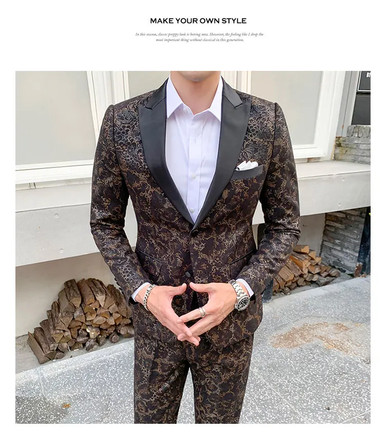 Мужские вечерние костюмы с брюками Костюм жениха мужской смокинг trajes para hombre костюм homme mariage slim fit костюм Цветочный смокинг