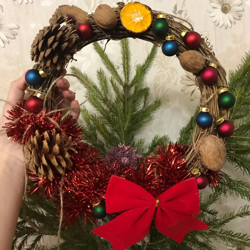 Рождественские украшения для дома DIY ротанговый венок Merry Christmas орнамент гирлянда кулон Рождество Navidad Декор год Noel