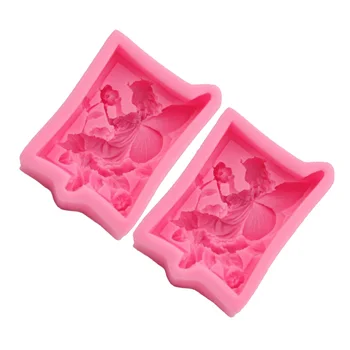 

2pcs Baking Gadget Silicone Cake Mold Flower Fairy Creative Baking Tool for Home (Pink)